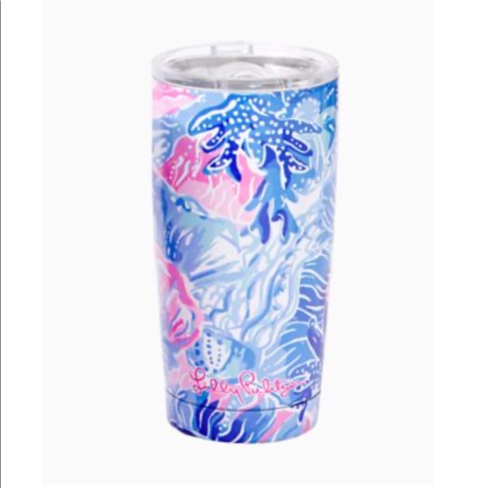 Lilly Pulitzer Blue & Pink Tropical Print Insulated Tumbler